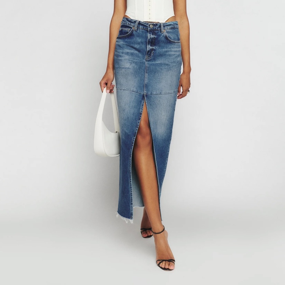 NWT Reformation Tazz Maxi Denim Skirt Size 30